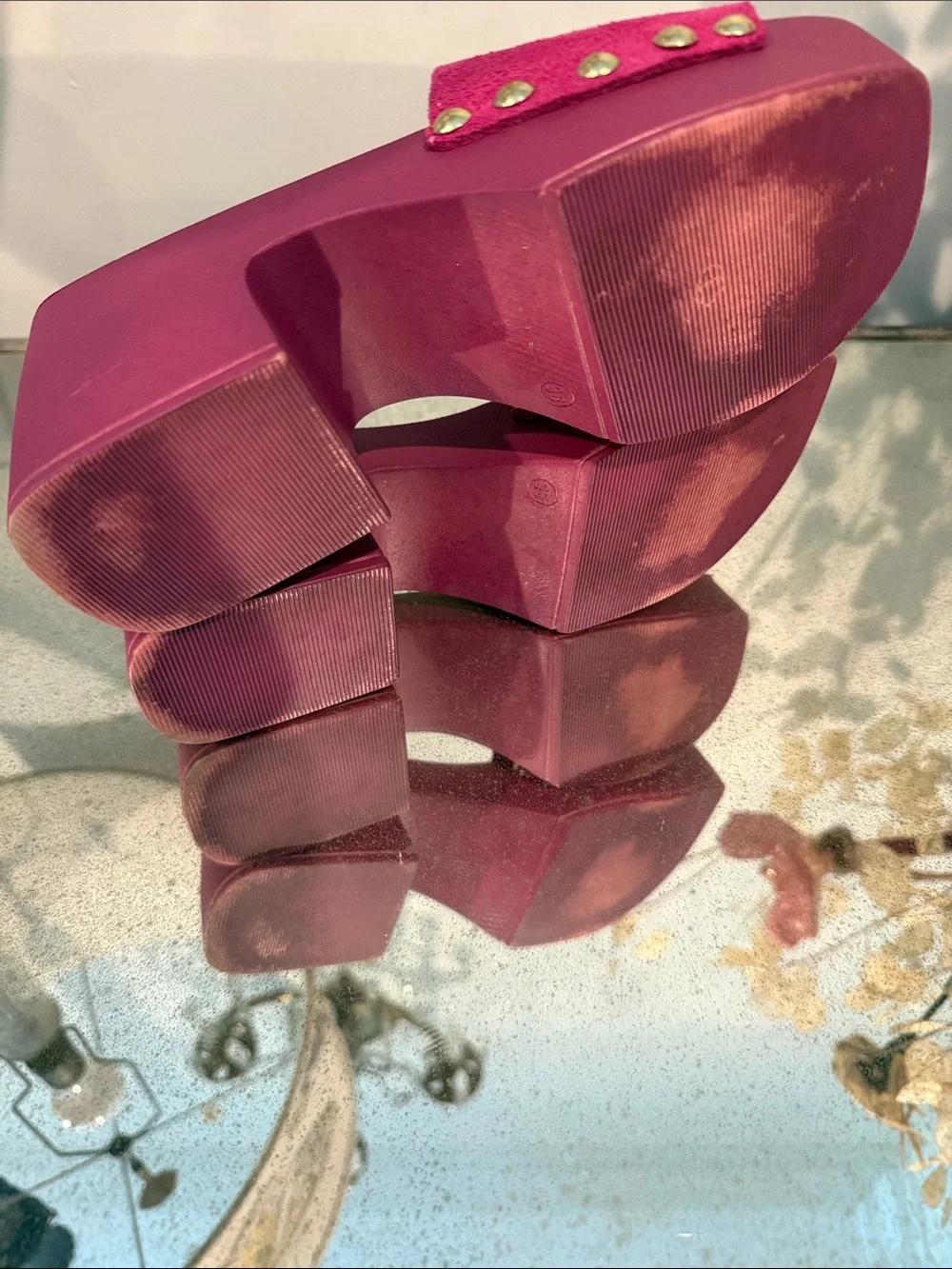 Moma Fuchsia Suede Platform Slide Sandals